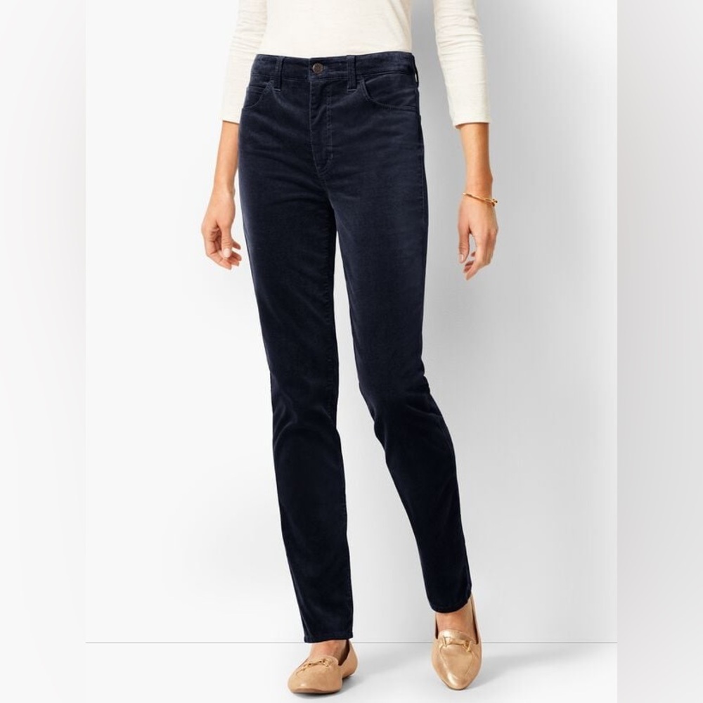TALBOTS Woman's Heritage High-Rise Straight Leg Velvet Pants, Size 6